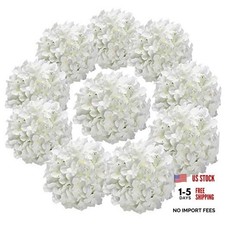 Silk Hydrangea Heads Artificial Flowers Heads with Stems for Home White