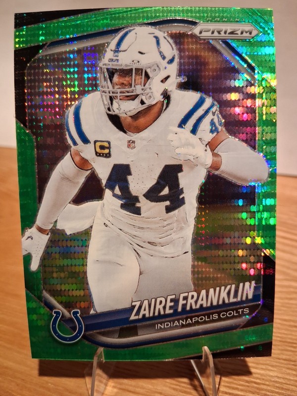 2025 Prizm Football Zaire Franklin Neon Green Pulsar #91 Indianapolis Colts