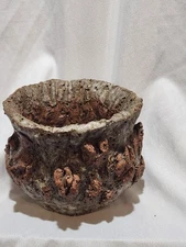 4x3x3 Vintage Brutalist Studio Art Pottery Rock Primitive Bowl Signed Glazed 