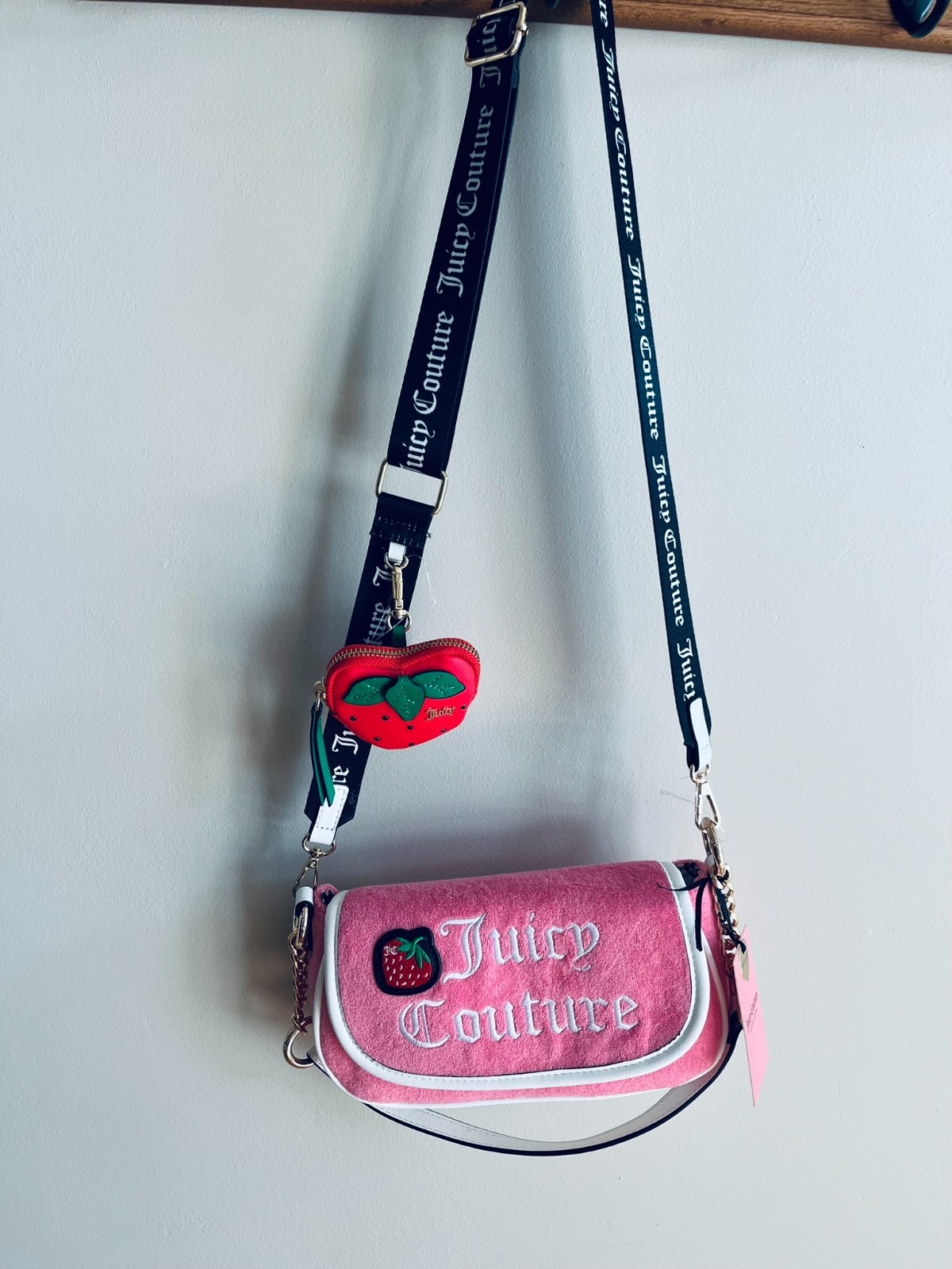 Juicy Couture Sweet N Juicy Pink Lemonade Strawberry Flap Shoulder Bag NWT