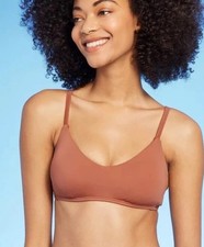Shade  Shore Bikini Top Womens Medium Removable Pads Stretch Brown XL New