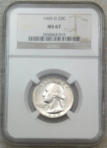 1969-D Washington Quarter Business Strike NGC MS67 Nice Luster #L152