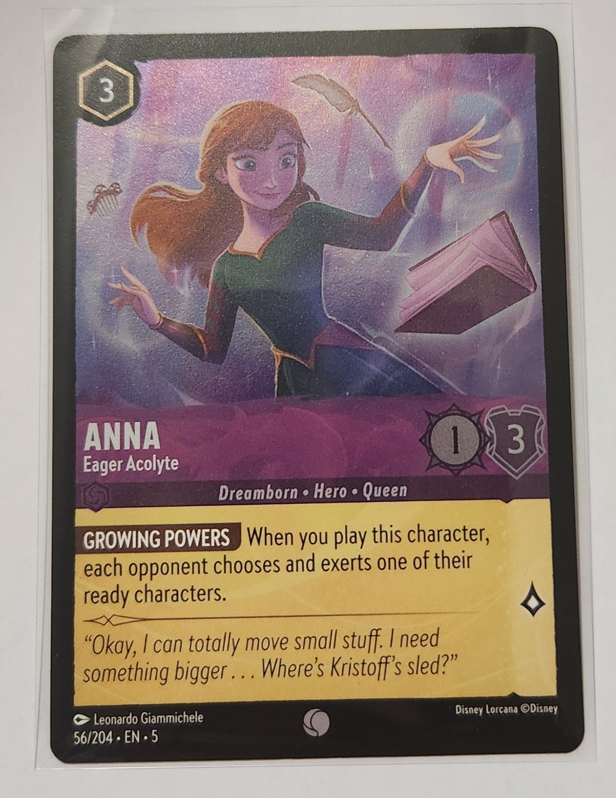 Disney Lorcana - Anna - Eager Acolyte - #56/204 Shimmering Skies NM FOIL
