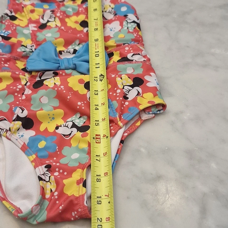 Traje de baño Disney floral Minnie Mouse niños talla pequeña espalda abierta una pieza rosa azul Foto 4 de 4