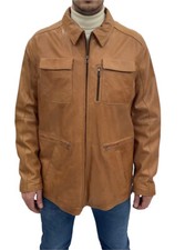 Giacca uomo MABRUN, taglia 54 color cammello in Vera Pelle di Agnello sconto 60%