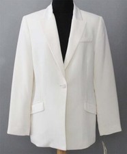 Amanda Smith Steppin' Out Ivory Satin Accents Lined Dressy Blazer Wms 8p $115