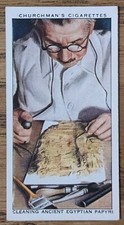 1937 CHURCHMAN cigarette card: TREASURE TROVE - #30 Cleaning Egyptian Papyri 
