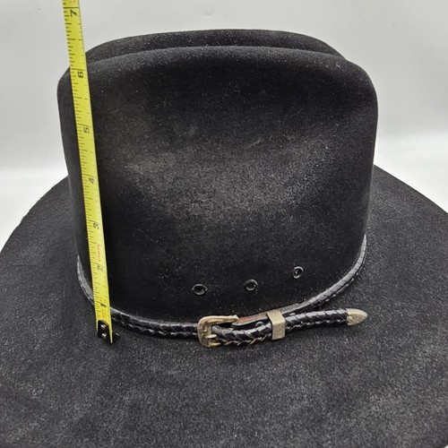 Stetson 4X Black Braided Band Silver Buckle Cowboy Hat 7 1/8 - Picture 4 of 17
