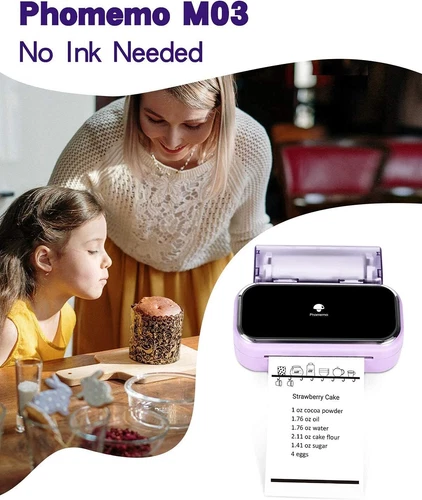 Phomemo M03 Purple Notes Printer Bluetooth Portable Photo Mini Printer Wireless - Picture 9 of 9