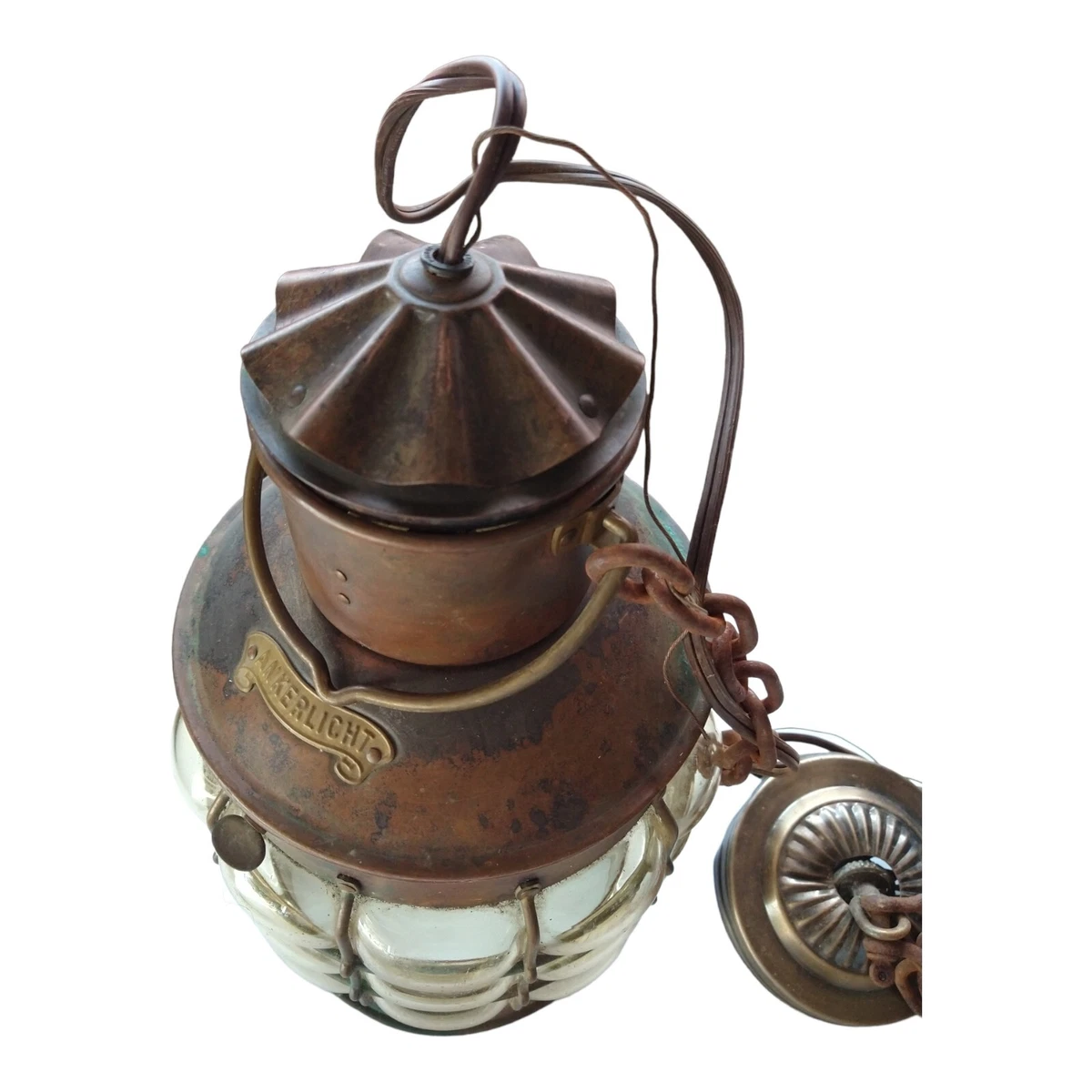 VTG Ankerlight DHR Holland Bubble Glass Lantern Nautical Wired Light Fixture 13