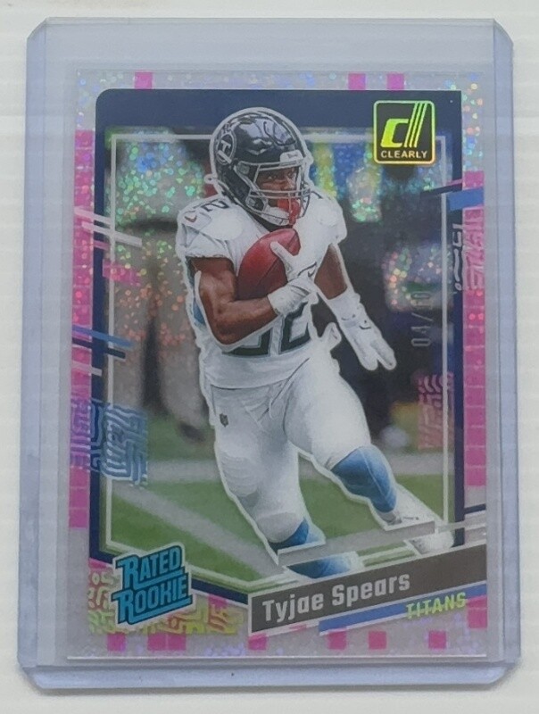 2023 Panini Clearly Donruss Tyjae Spears Pink Rated Rookie RC #4/10 #88 Titans