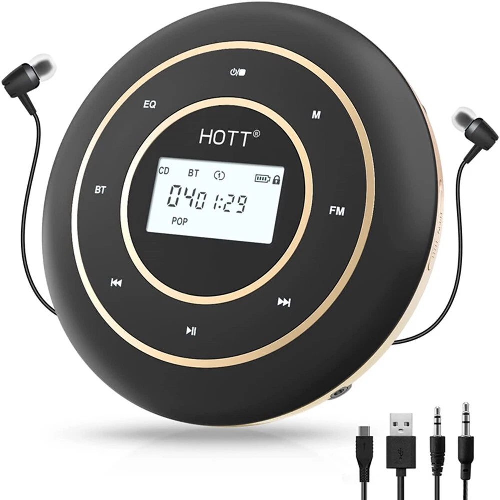 Bluetooth Portable CD Player HiFi FM Transmitter Rechargeable