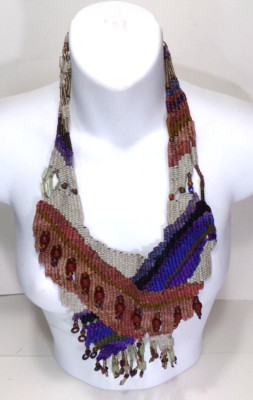 Artistic Necklace Beaded Woven Statement Piece YC302