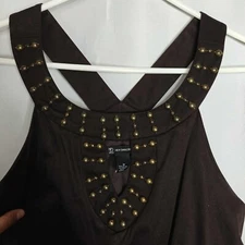 New Directions women 16 Brown Summer Studded halter Bodycon Sheath  Dress 