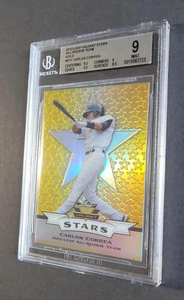Carlos Correa 2012 Leaf Valiant Stars Gold All-Rookie #/10 BGS 9 #S-11 RARO COMO NUEVO Foto 3 de 4