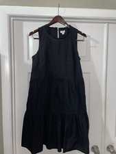 womens size 6 J.Crew black Cotton ruffled tiered sleevless dress
