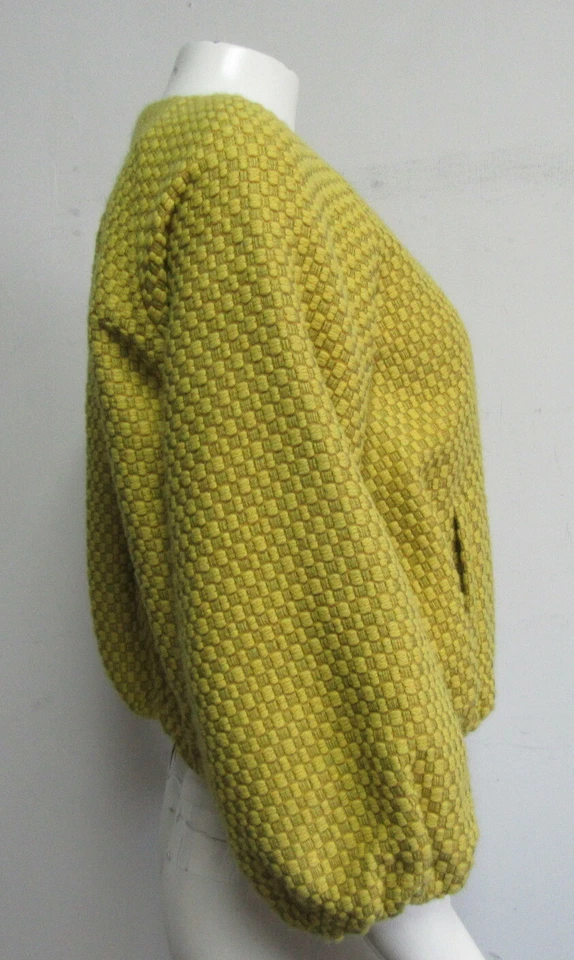 Chaqueta LEIFSDOTTIR Amarillo Mostaza Burbuja con Botón Acento Piedra Talla 2 Foto 2 de 4