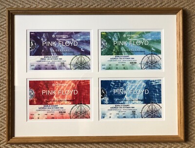 PINK FLOYD -   Division bell   1994 Earls Court, four ticket framed giclee print