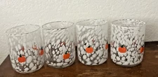 Anthropologie SET OF 4 Halloween  Mystic Icon Juice Glass  Pumpkin 17 Oz New