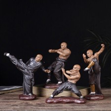 Shaolin Buddhist Monk Robe Kung fu Tai chi Ceramics Figure Ornament Model 4PCS