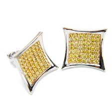 Hip Hop Men's Iced Out CZ Square Cluster 14 mm Stud Earrings 919