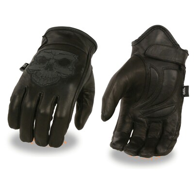 Leather Driver Gloves with Reflective Skull - 7570