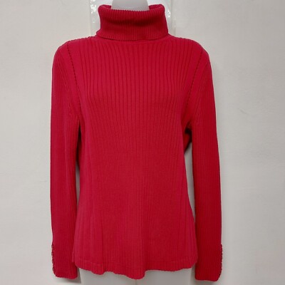 Maine Damen Pullover Größe 14 Himbeerrot Langarm Rollkragen Grobstrick...