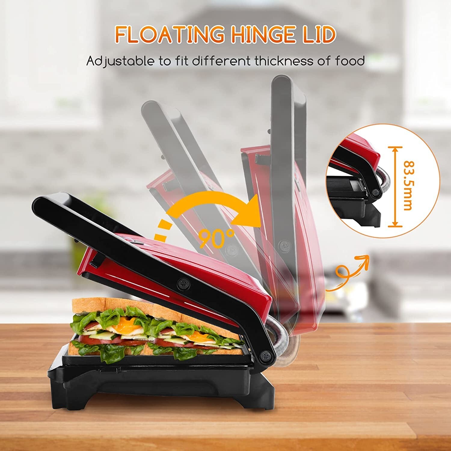 SANDWICH MAKER RED STEAK 750W NON-STICK PLATE AIGOSTAR