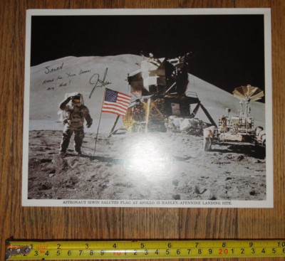 NASA Apollo 15 Astronaut JAMES IRWIN Signed 8x10 Photo On Moon