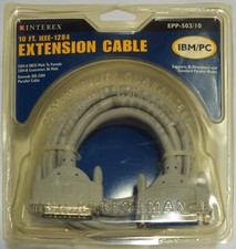 Interex 10FT DB25 IEEE1284 25-Pin Male to Female M/F Parallel Extension Cable