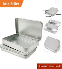6 Pack Small Metal Tin Storage Boxes Mini Hinged Containers for Home Office S...