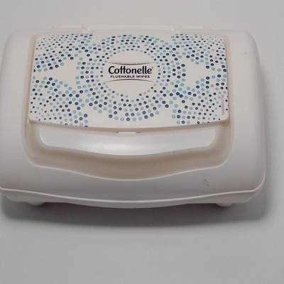 Cottonelle Flushable Wipes Empty Refillable Plastic Tub Container Blue dots