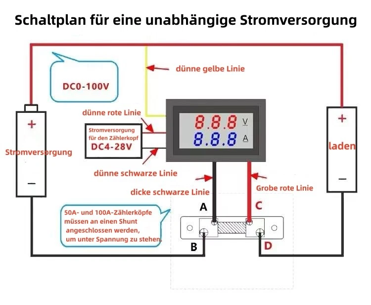 DC0-100V Digital Voltmeter Amperemeter Spannungsmesser Prüfer Strom Messgerät - Bild 4 von 4