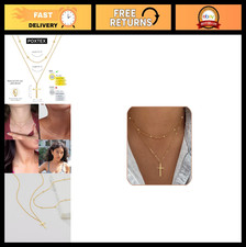 Dainty 14K Gold Silver Plated Cross Necklace for Women  Girls - Waterproof, Tre