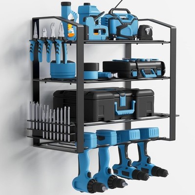 COWISH Elektrowerkzeug Organizer, 4 Bohrer Halter Wandmontage, Garage Rack für Werkzeug