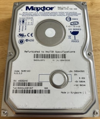 Maxtor Maxline II 300gb RAM51VV0 301593100 Poker Koi Lite HDD 3,5 IDE PATA