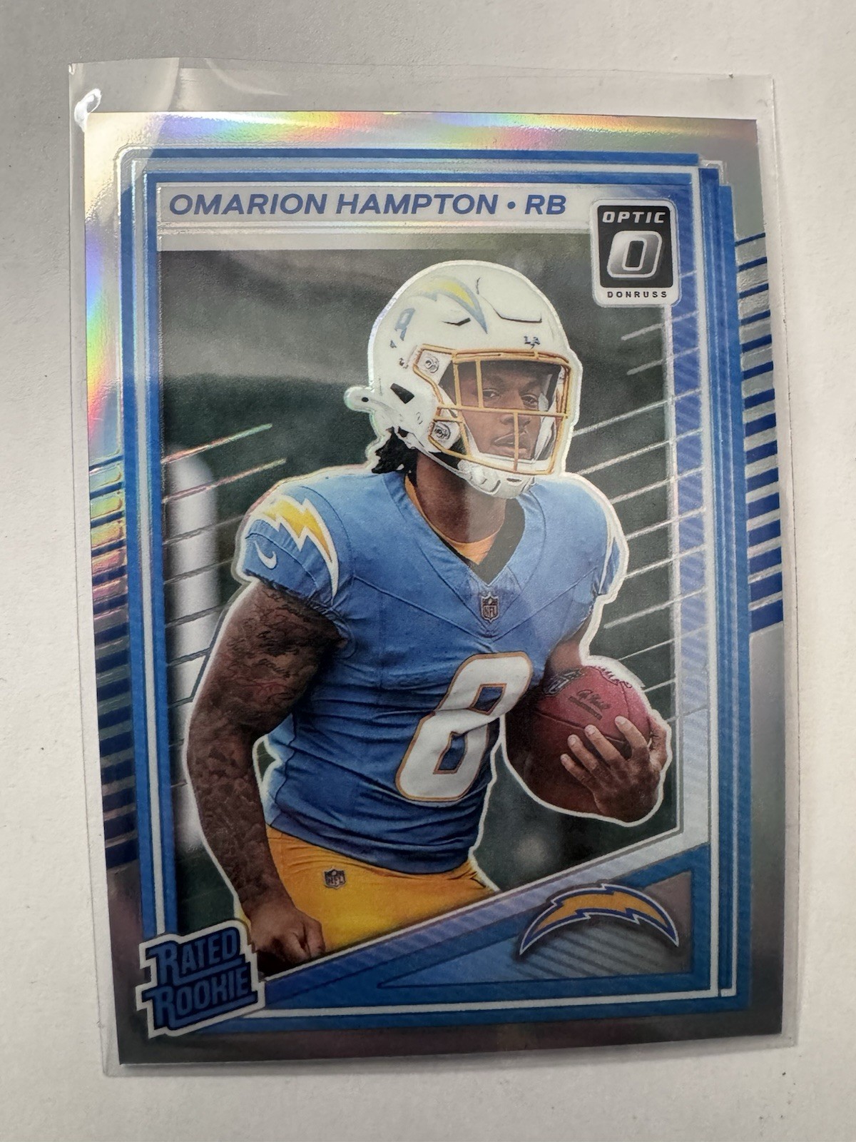 2025 Donruss Optic OMARION HAMPTON Rookie Silver Holo Prizm RC #212 Chargers
