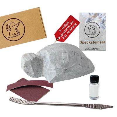 Eli® Speckstein Set - Schnitzset inkl. Schildkröte Rohling mit Werkzeug DIY - Bild 1 von 4