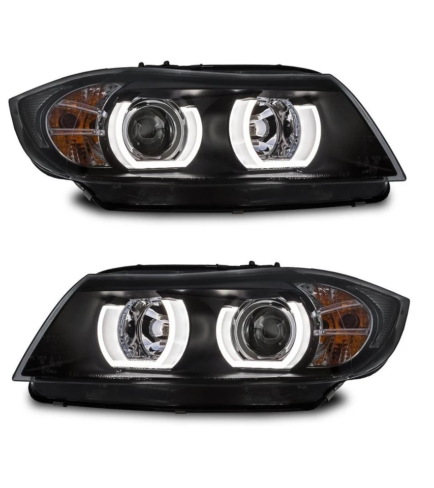 DEPO 2 FEUX PHARE AVANT BI XENON D1S ANGEL EYES LED TUBE 3D BMW SERIE 3 E90 E91 PH 1