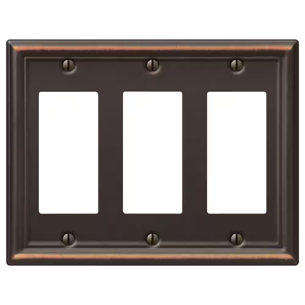 Ascher 3 Gang Rocker Steel Wall Plate - Aged Bronze