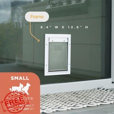 Hakuna Pets Deluxe Aluminum Pet Door Small White 2-Way Lock Screen