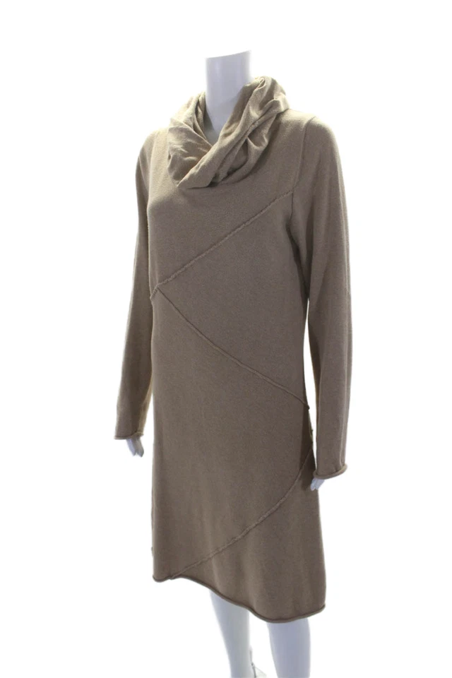 Vestido Suéter Athleta Para Mujer Algodón Cuello Alto Manga Larga Forrado Beige Talla L Foto 2 de 4