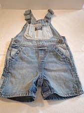 OshKosh B'gosh Blue Denim Shortalls 18 M One-Piece Unisex Baby Toddler