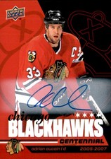 Adrian Aucoin 2025-26 Upper Deck Chicago Blackhawks Centennial Red Hot Auto