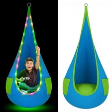 Light up Kids Pod Swing Seat, Hanging Christmas Hammock Swing Chair with LED ...