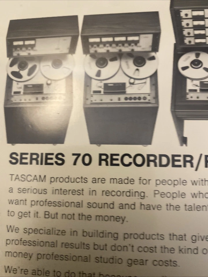 MANUAL DE DATOS DEL PRODUCTO TASCAM SERIE 70 Foto 4 de 4