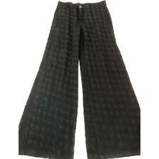 Johnny Was Biya Pants Black Wide Leg Women Sz Small Embroidered Textured Boho