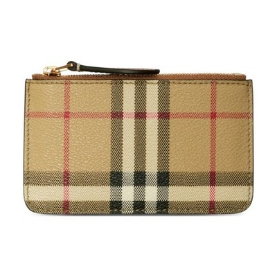 Burberry Check Zip-Around Calfskin Coin Wallet for Women in Beige 13 x 2.7 in