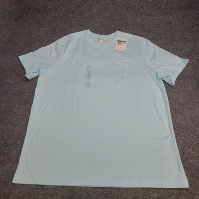 #ad Nike Shirt Men XL Glacier Blue Club Sportswear Embroider Futura Logo Cotton Tee $24.99