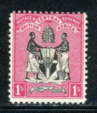 BRITISH CENTRAL AFRICA 36 SG36 MH 1896 1sh rose Coat of Arms Wmk Crown CA CV$50